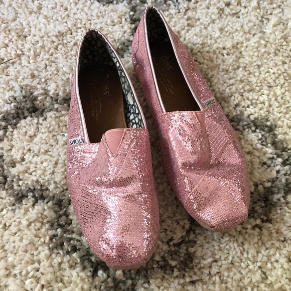 TOMS Pink Chunky Glitter Classics - Picture 1 of 6